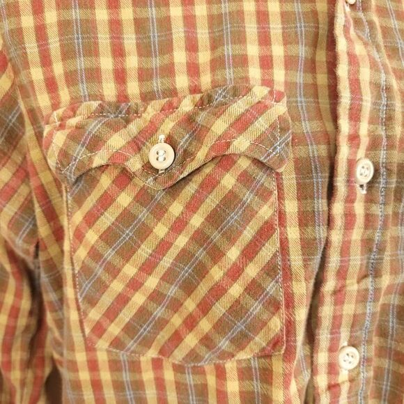JC Penney Plain Pockets Plaid Shirt Vintage 80s Button Down Mens Size Small - Picture 2 of 5